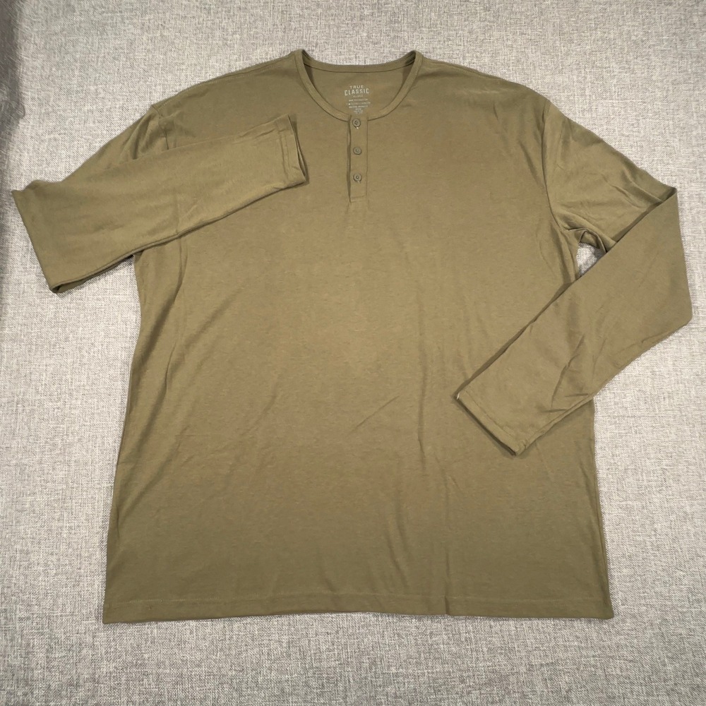 True Classic Henley‎ Shirt Mens XXL Olive Green Long Sleeve Dexter Outdoor Layer
